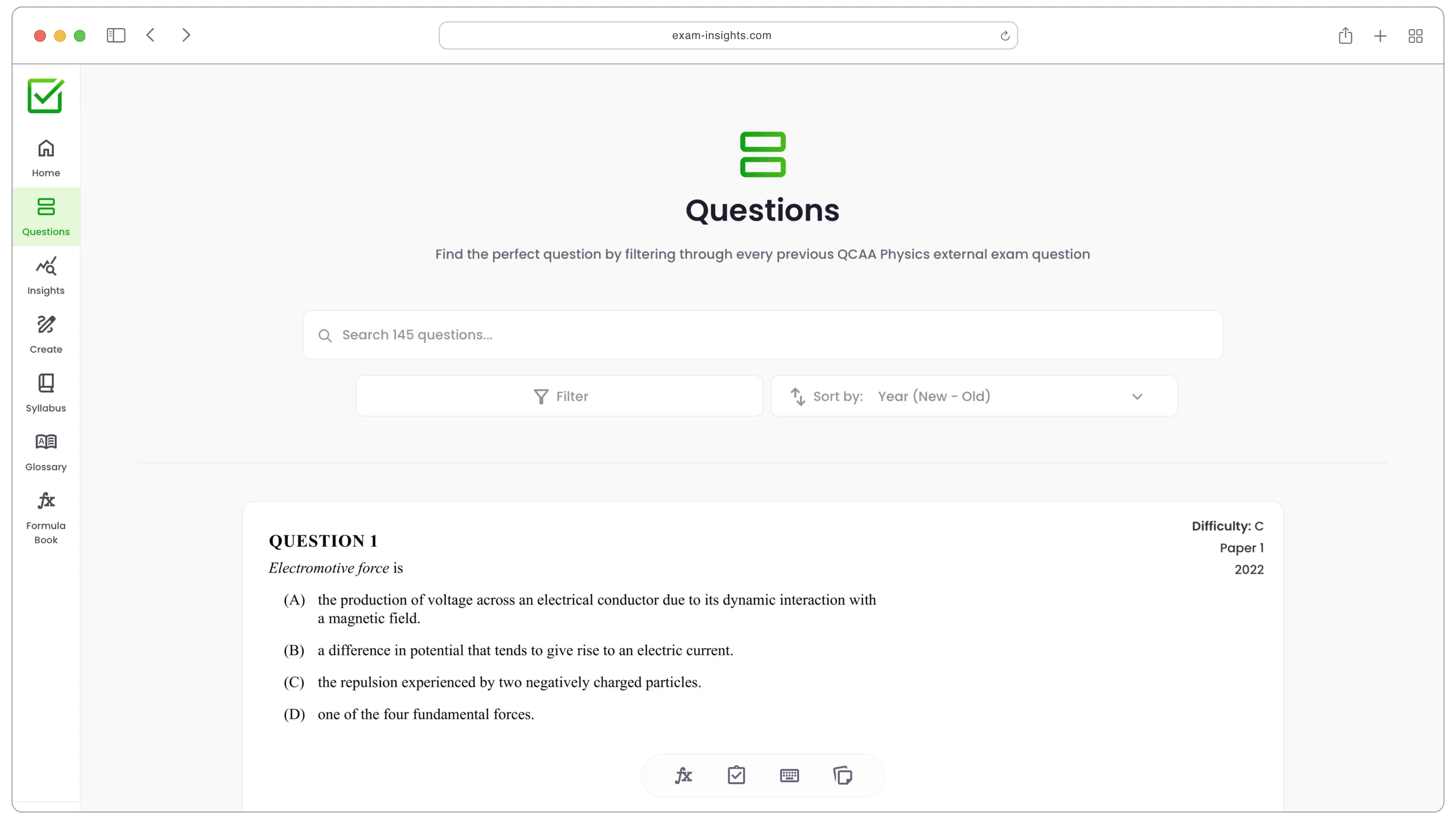 Questions Page on Exam Insights